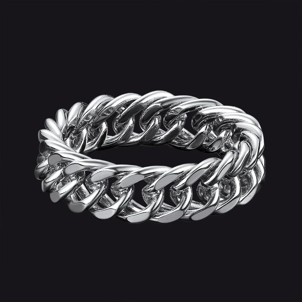 Fashion Cuban Chain Stainless Steel Ring for Men sold by FaithHeart