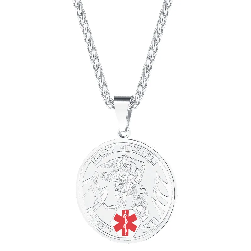 Engraved Saint Michael Medical Alert ID Pendant Necklace sold by FaithHeart