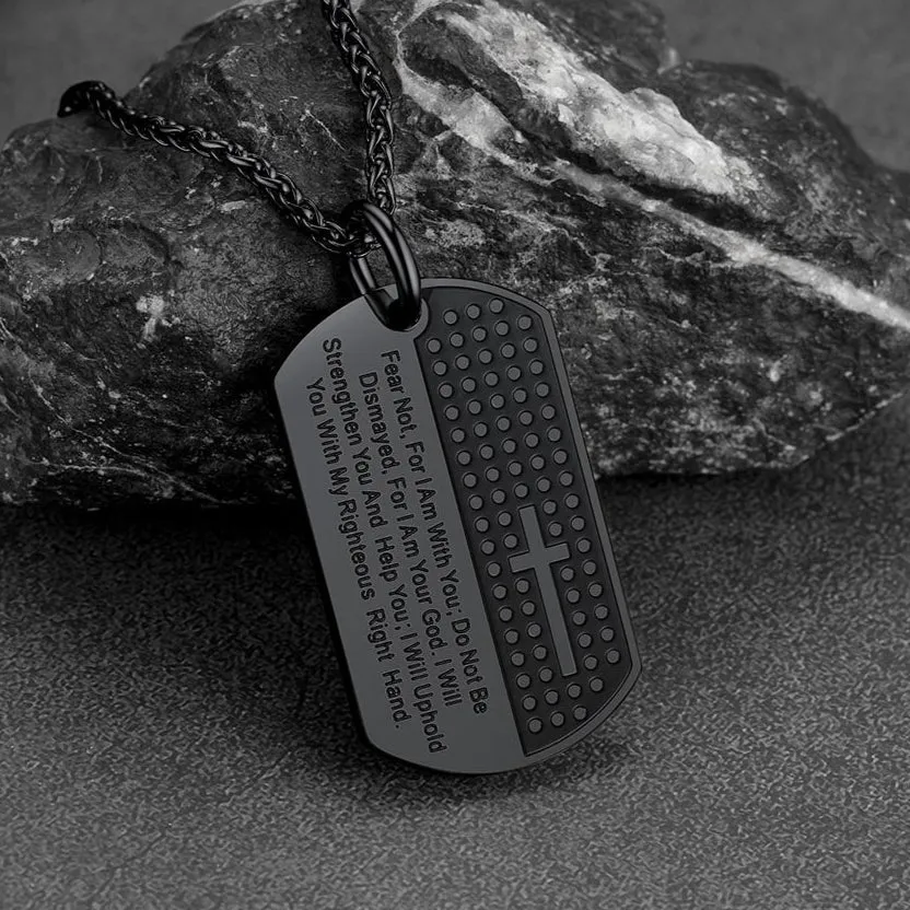 Custom Engraved Military Bible Cross Dog Tag Necklace For Men sold by FaithHeart product image thumbnail 5