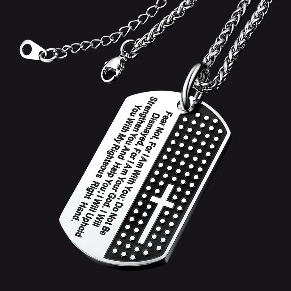Custom Engraved Military Bible Cross Dog Tag Necklace For Men sold by FaithHeart