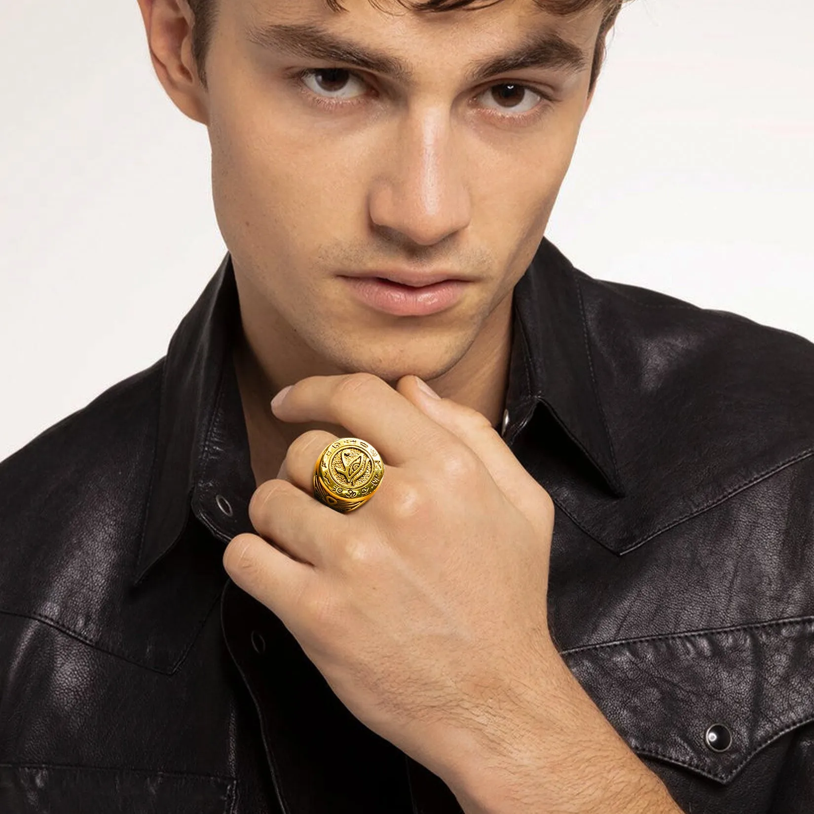 Egyptian Horus Eye of Ra Signet Ring with Ankh for Men sold by FaithHeart product image thumbnail 4