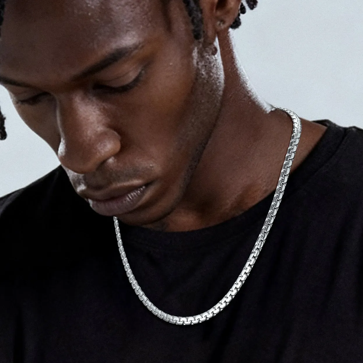 Flat Box Link Chain Necklace for Men sold by FaithHeart product image thumbnail 5