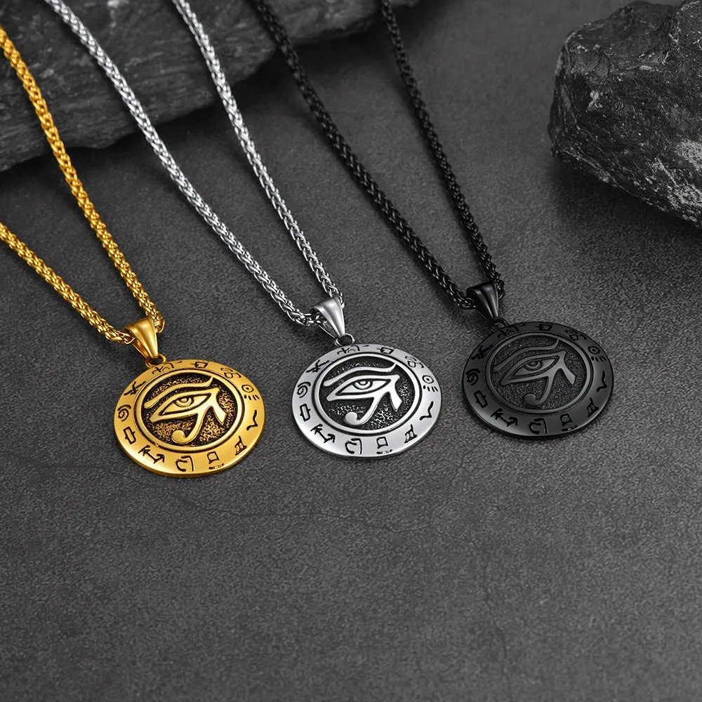 Egyptian Eye of Ra Hieroglyphic Medallion Necklace Jewelry For Men Women sold by FaithHeart product image thumbnail 3
