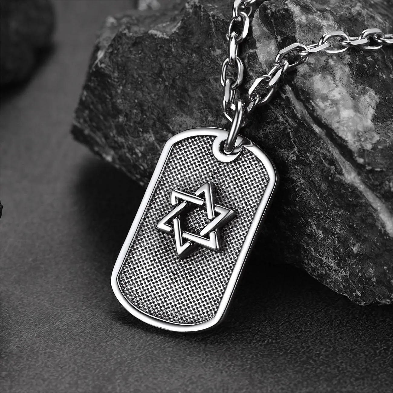 Engraved Jewish Star Of David Dog Tag Necklace For Men sold by FaithHeart product image thumbnail 5
