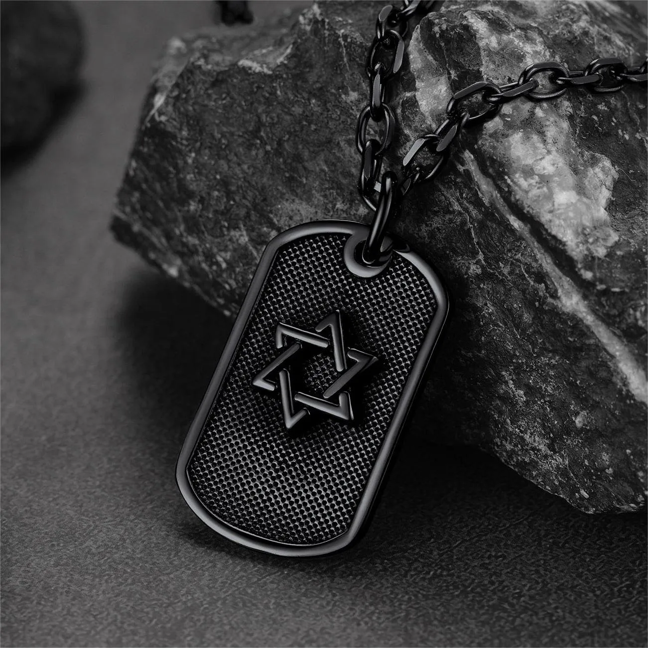 Engraved Jewish Star Of David Dog Tag Necklace For Men sold by FaithHeart product image thumbnail 3