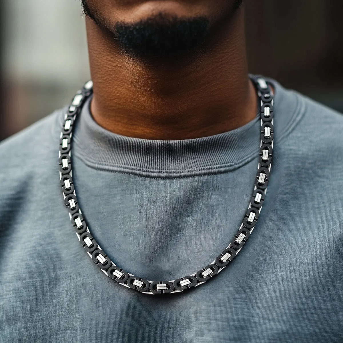 Byzantine Link Chain Stainlss Steel Necklace For Men sold by FaithHeart product image thumbnail 2