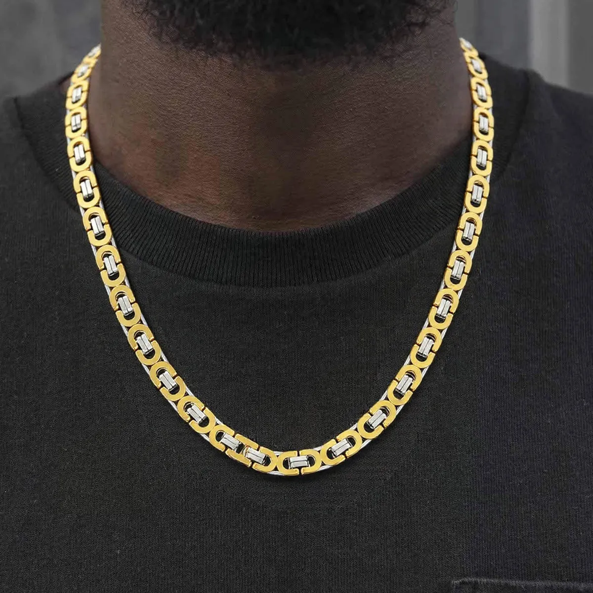 Byzantine Link Chain Stainlss Steel Necklace For Men sold by FaithHeart product image thumbnail 4