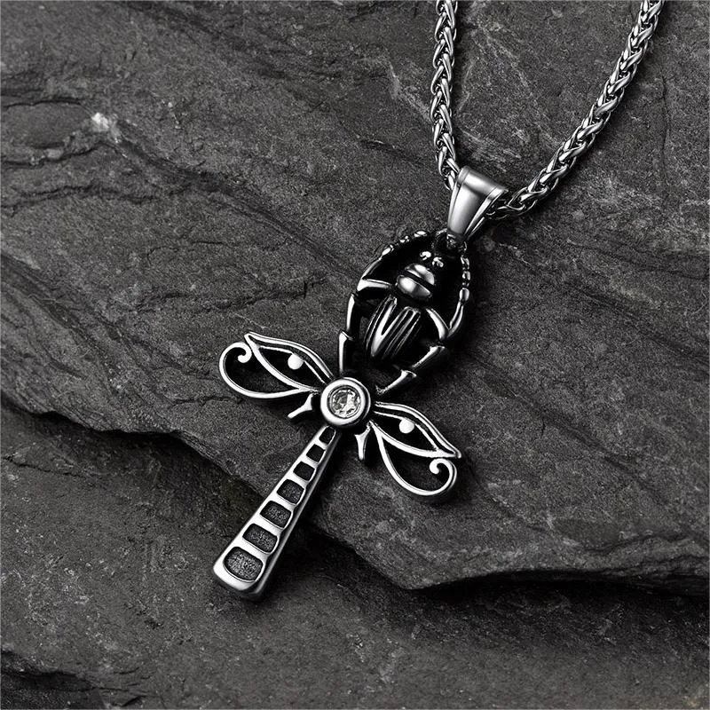 Egyptian Scarab Ankh Cross Necklace For Men Women sold by FaithHeart product image thumbnail 4