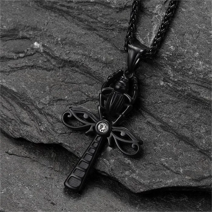 Egyptian Scarab Ankh Cross Necklace For Men Women sold by FaithHeart product image thumbnail 5