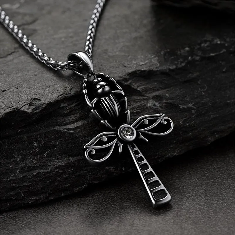Egyptian Scarab Ankh Cross Necklace For Men Women sold by FaithHeart product image thumbnail 3