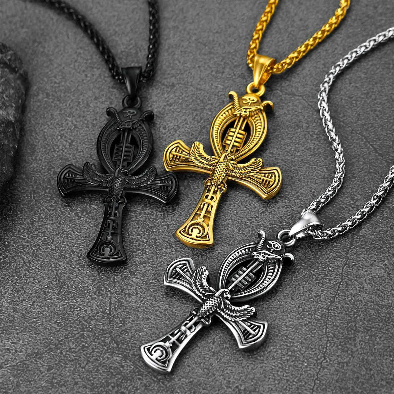 Flash Sale Egyptian Ankh Cross Necklace with Eagle For Men sold by FaithHeart product image thumbnail 4