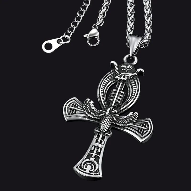 Flash Sale Egyptian Ankh Cross Necklace with Eagle For Men sold by FaithHeart