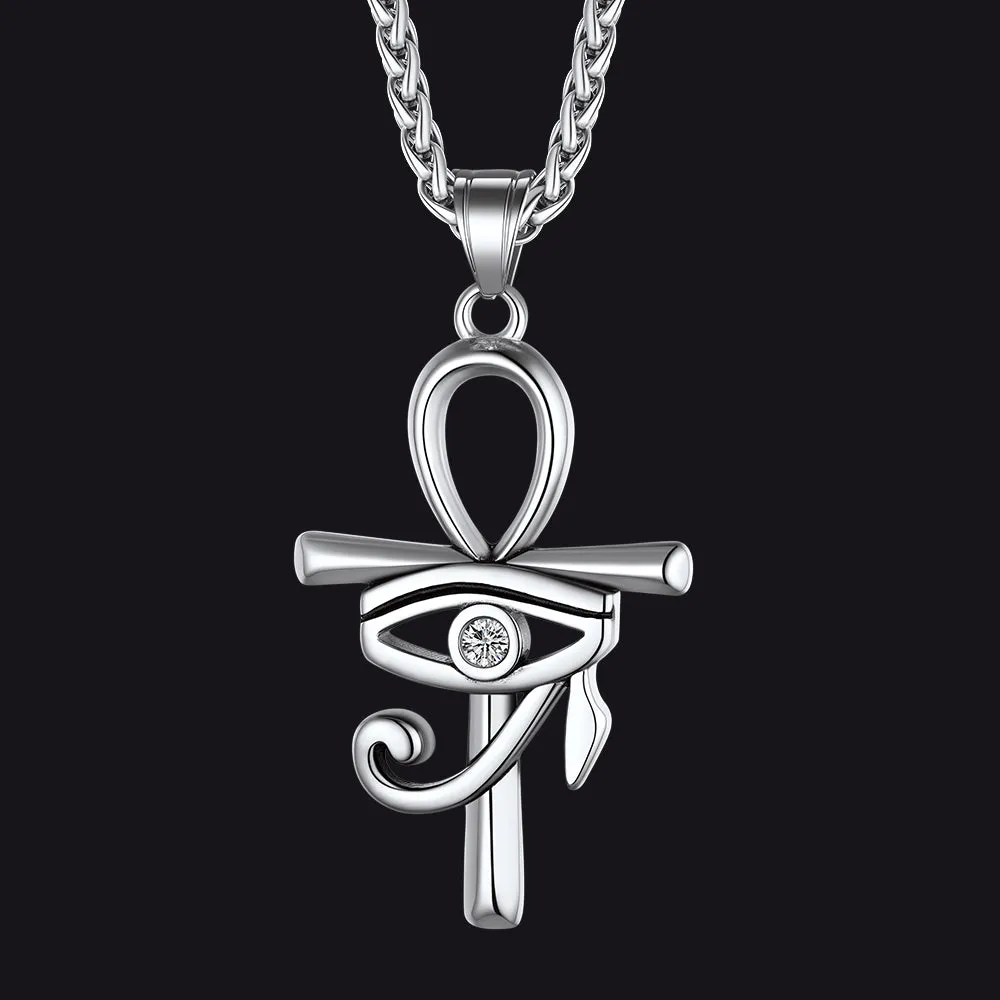 Egyptian Ankh Cross Necklace Pendant with Eye of Horus sold by FaithHeart