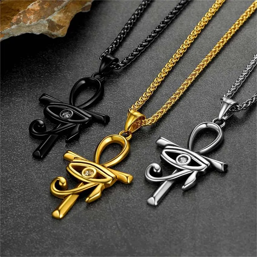 Egyptian Ankh Cross Necklace Pendant with Eye of Horus sold by FaithHeart product image thumbnail 4