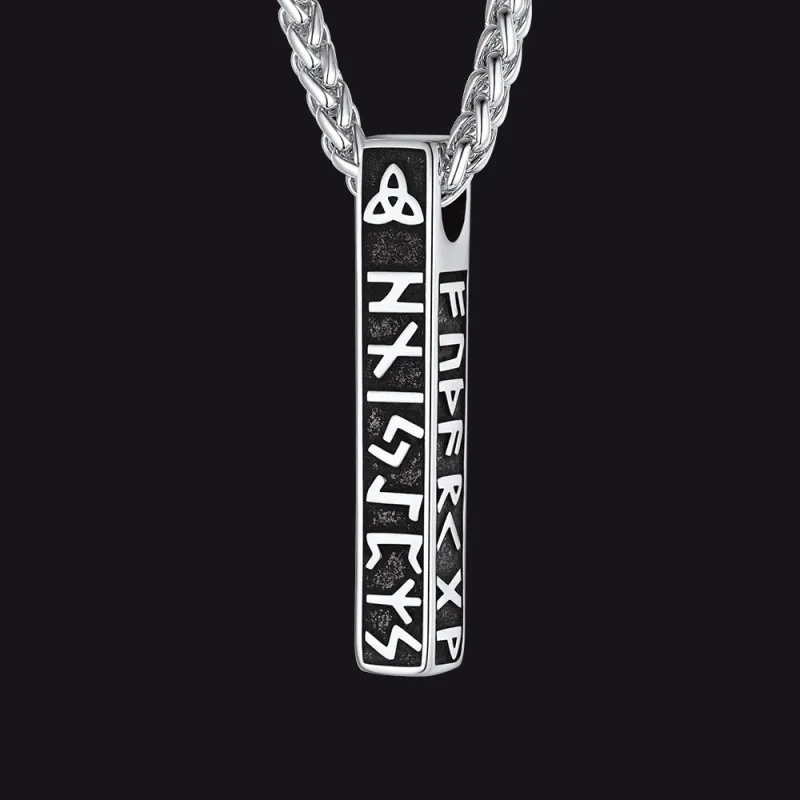 Engraved Viking Runes Bar Necklace Pendant Jewelry For Men sold by FaithHeart