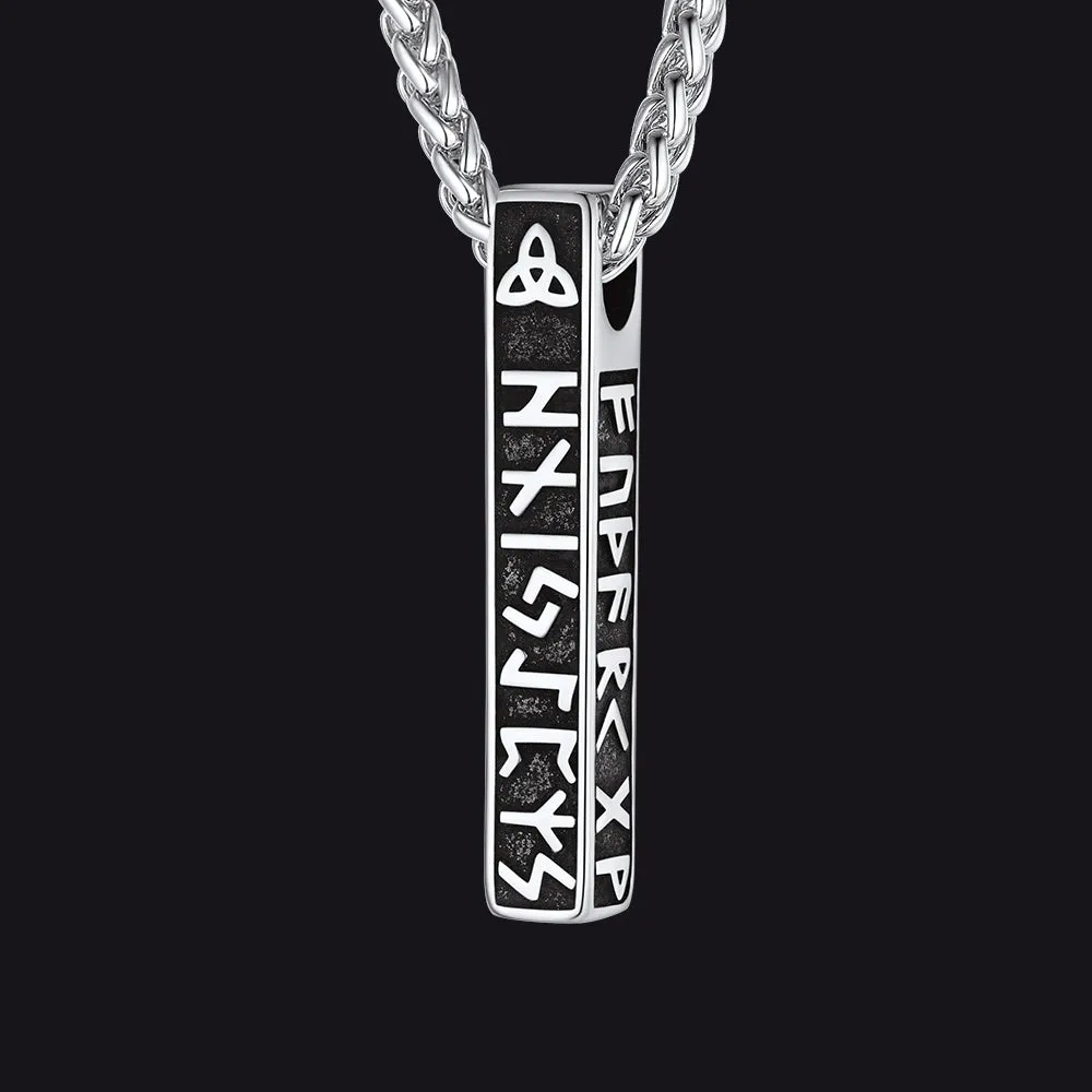 Engraved Viking Runes Bar Necklace Pendant Jewelry For Men sold by FaithHeart
