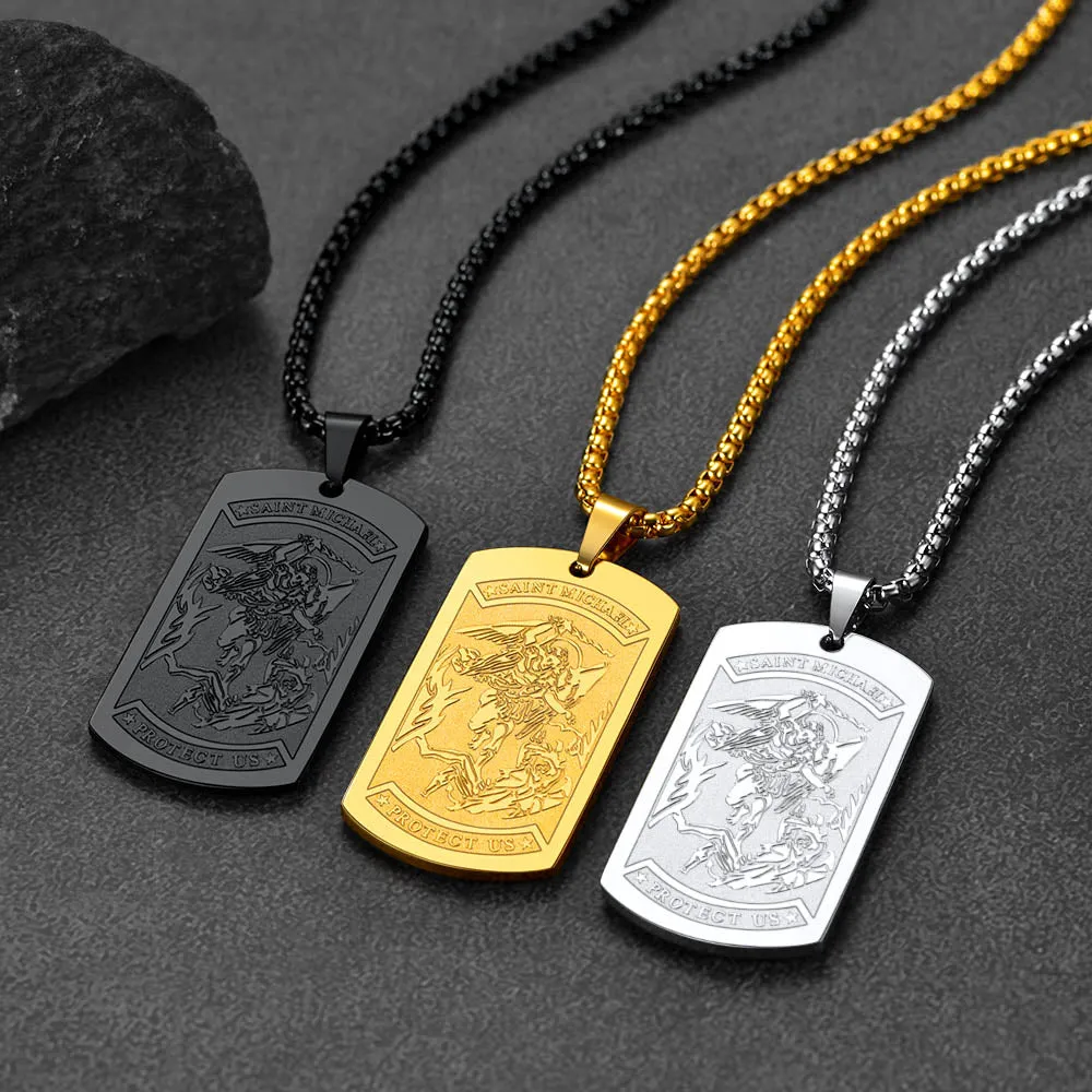 Customized Saint Michael Dog Tag Necklace with Picture sold by FaithHeart product image thumbnail 2