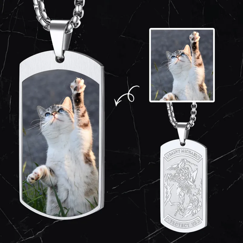 Customized Saint Michael Dog Tag Necklace with Picture sold by FaithHeart