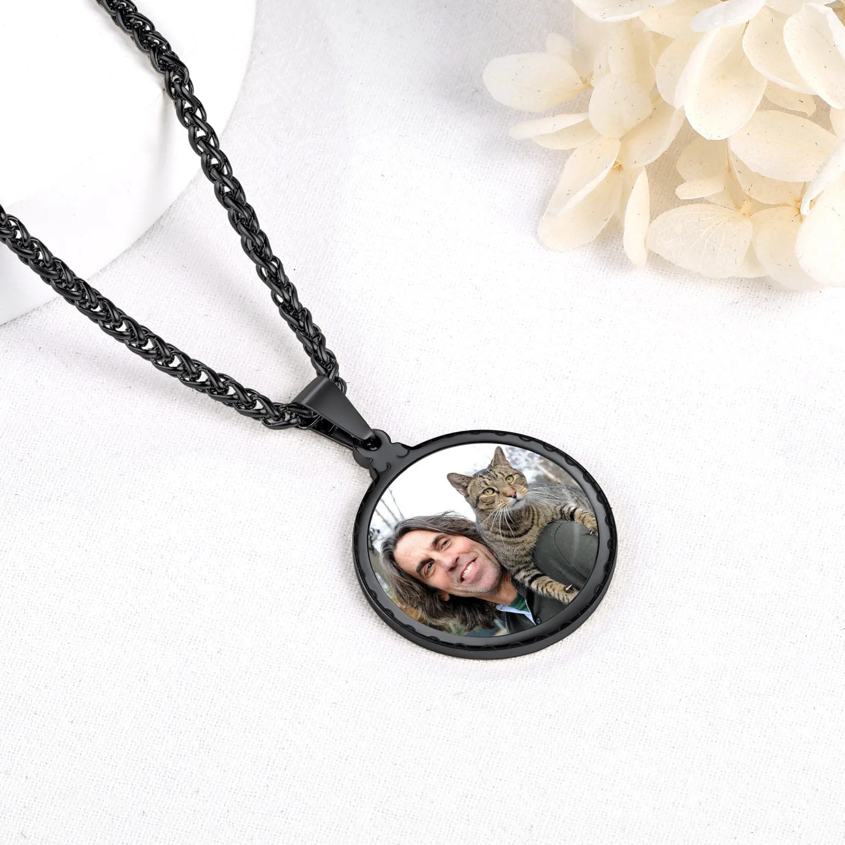 Personalized Lords Praying Hands Medal Necklace with Picture sold by FaithHeart product image thumbnail 4