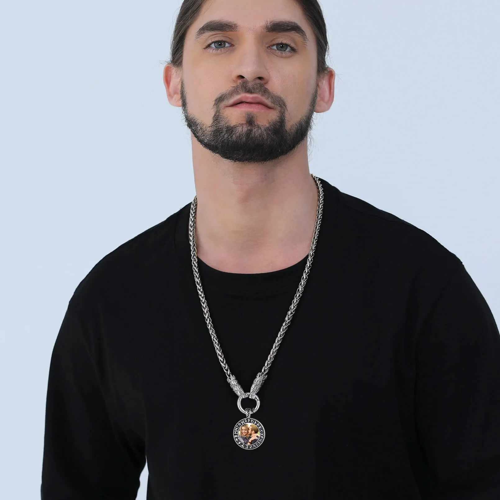 Personalized Viking Picture Necklace With Wolf King Chain sold by FaithHeart product image thumbnail 2