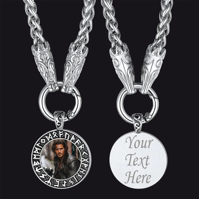 Personalized Viking Picture Necklace With Wolf King Chain sold by FaithHeart