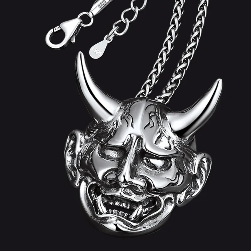 FaithHeart Demon Hannya Mask Pendant Necklace for Men sold by FaithHeart
