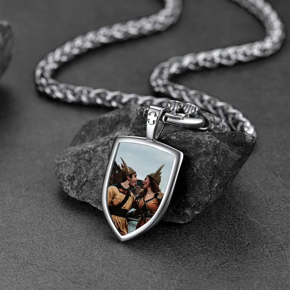 Customized Shield Picture Necklace with Wolf Chain for Men sold by FaithHeart product image thumbnail 4