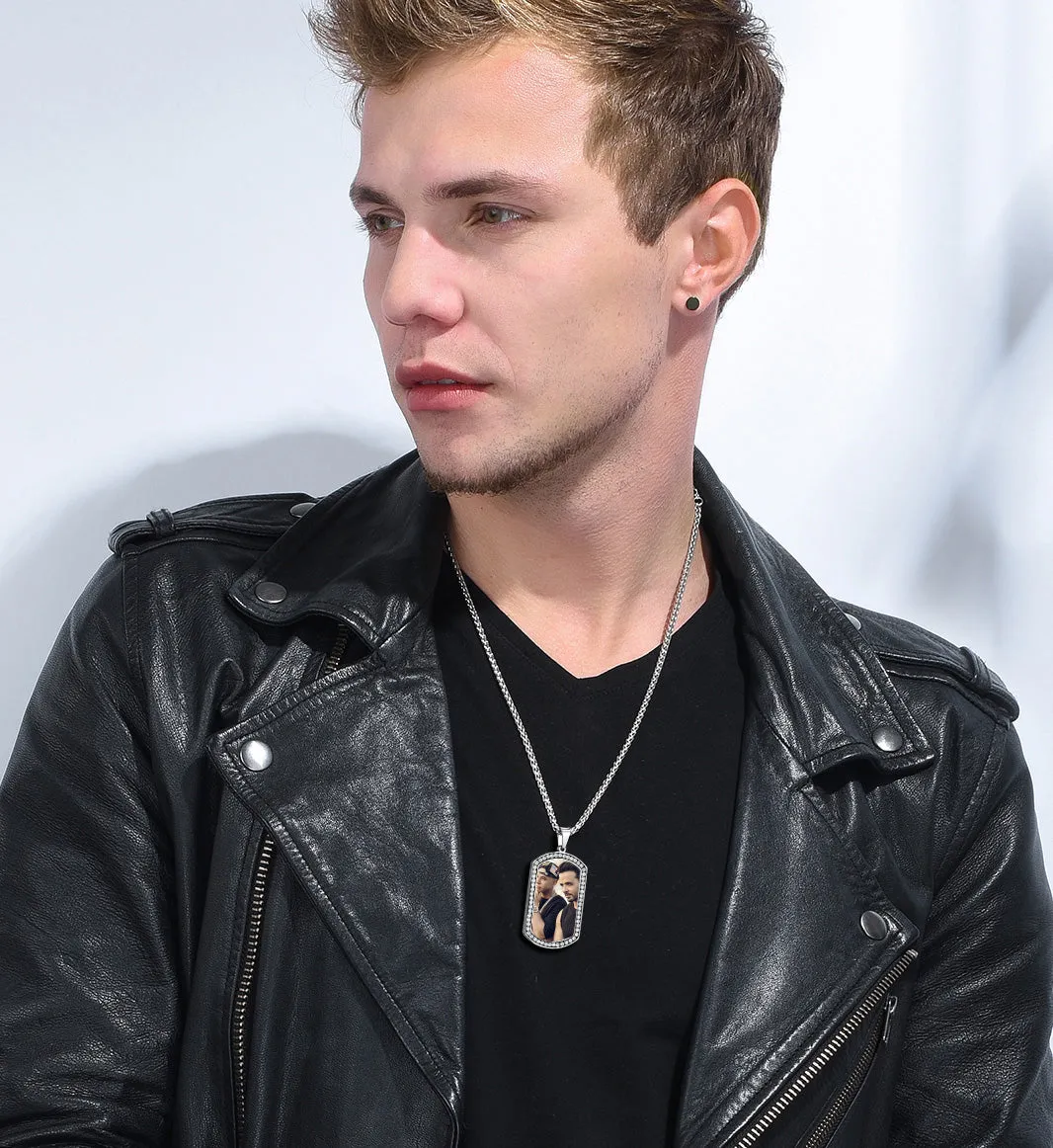 Customized Picture Dog Tag Necklace with Cubic Zirconia Memorial Gift for Men Women sold by FaithHeart product image thumbnail 2