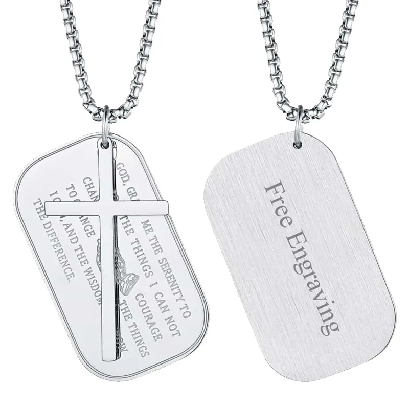 Customized Engraved Dog Tag Necklace With Cross sold by FaithHeart