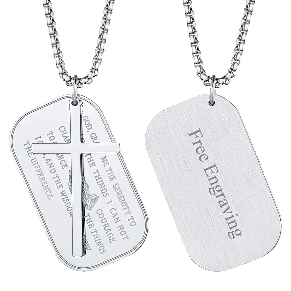 Customized Engraved Dog Tag Necklace With Cross sold by FaithHeart