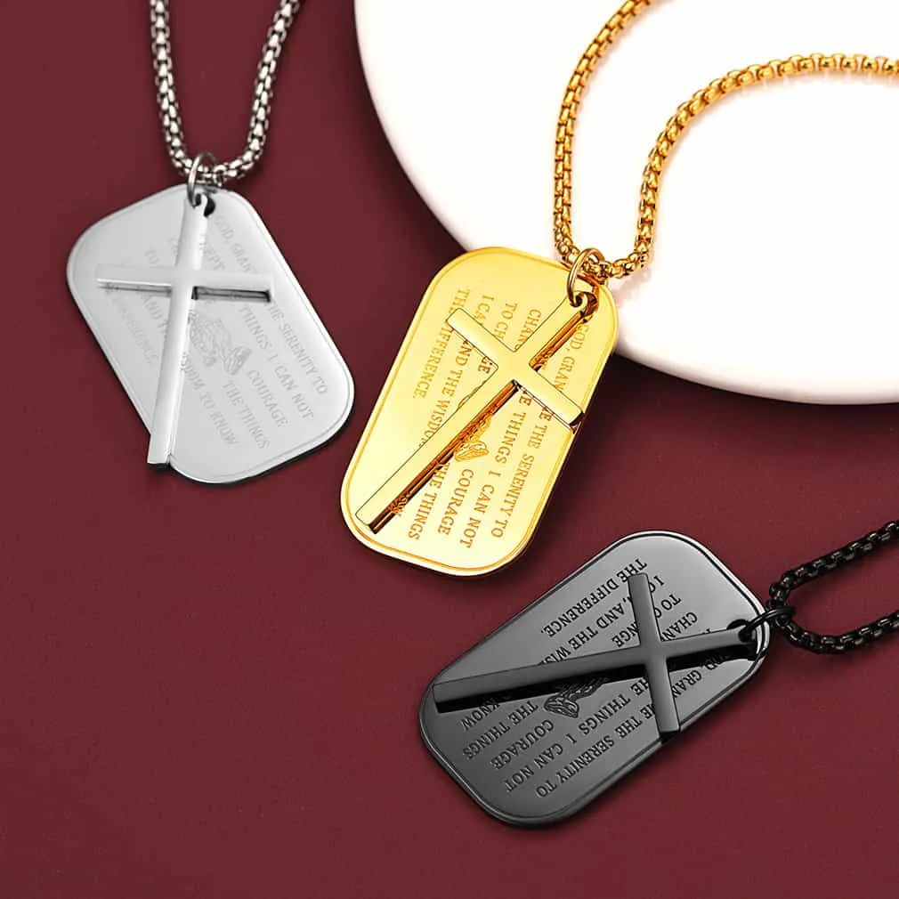 Customized Engraved Dog Tag Necklace With Cross sold by FaithHeart product image thumbnail 2