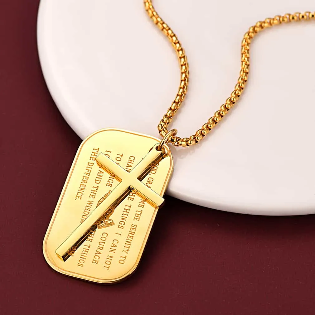 Customized Engraved Dog Tag Necklace With Cross sold by FaithHeart product image thumbnail 3