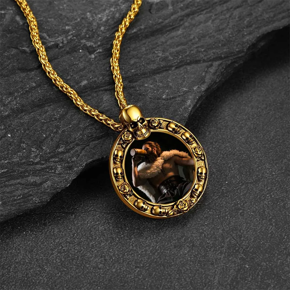 Customized Engraved Photo Necklace with Skull for Men Women sold by FaithHeart product image thumbnail 5