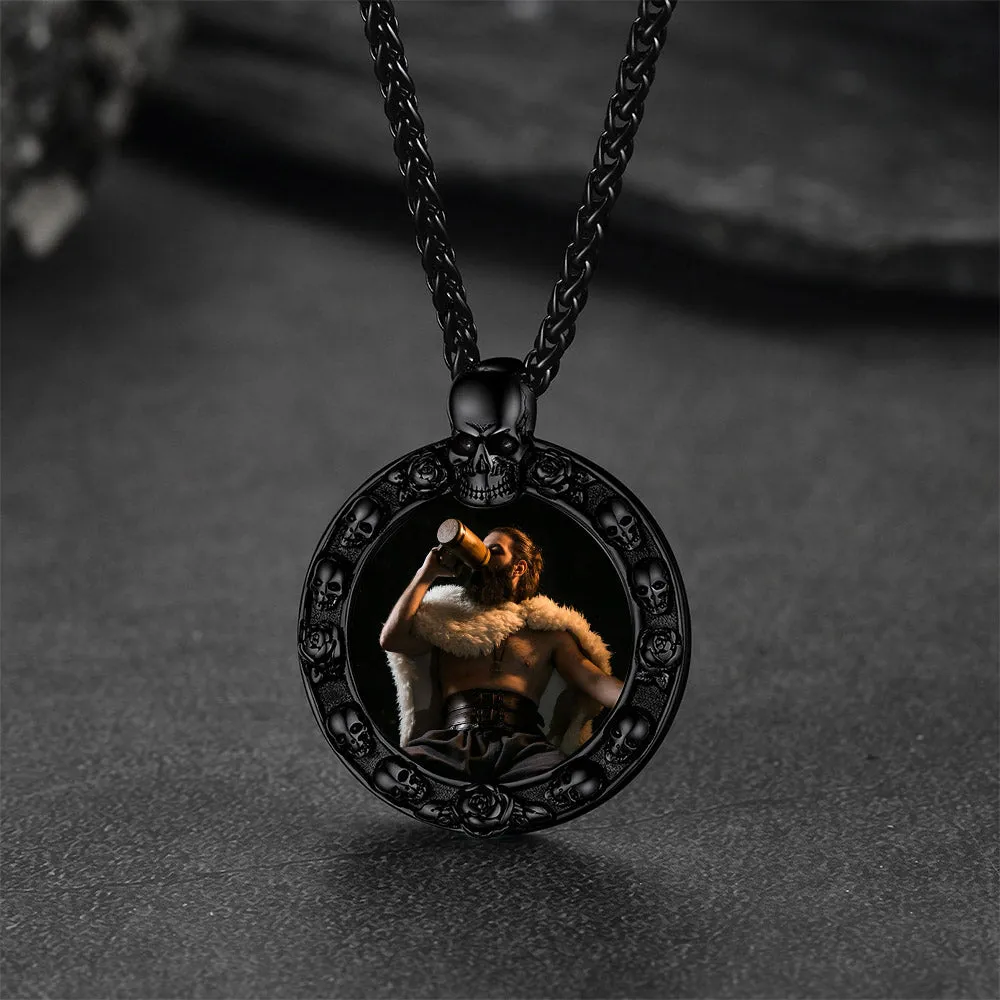 Customized Engraved Photo Necklace with Skull for Men Women sold by FaithHeart product image thumbnail 4