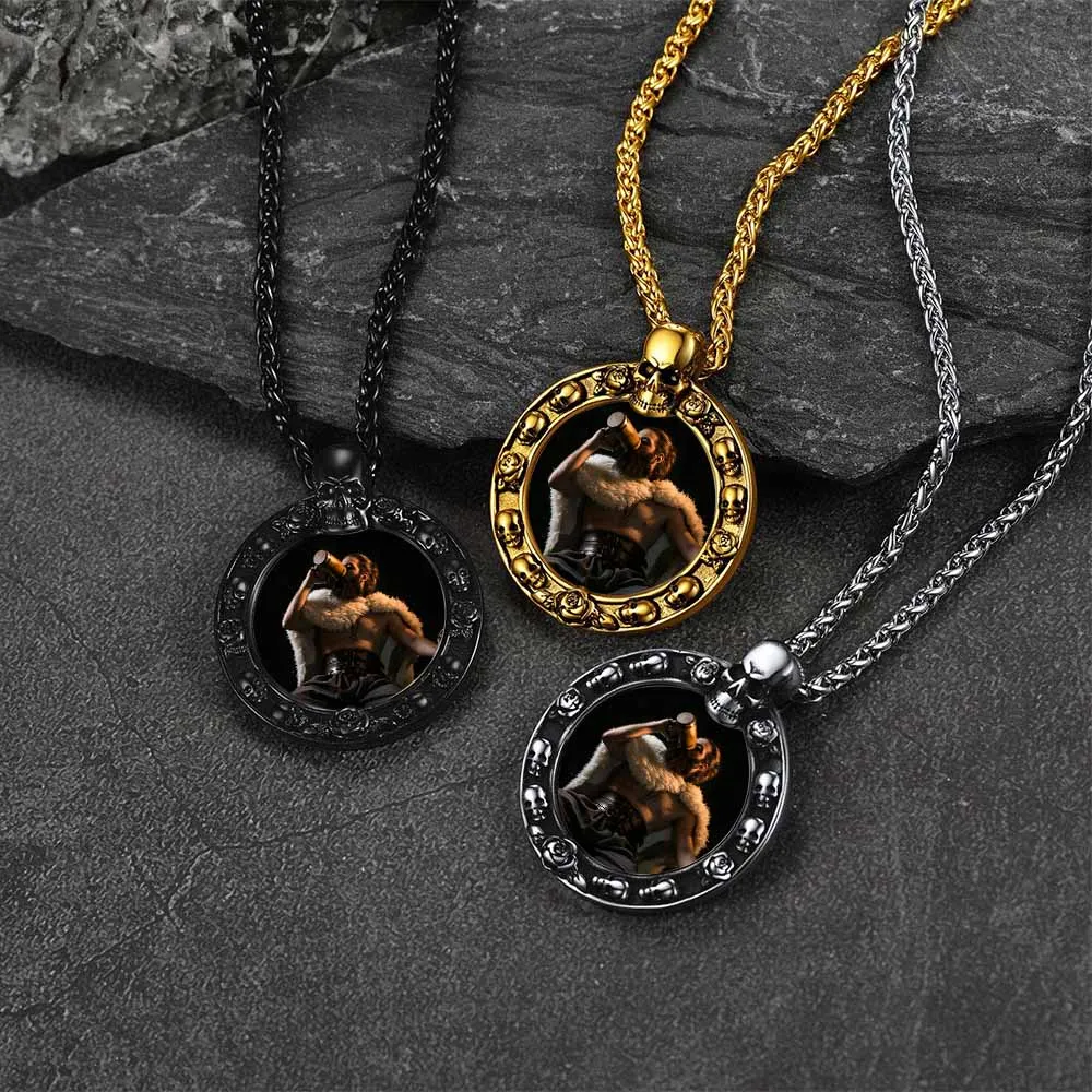 Customized Engraved Photo Necklace with Skull for Men Women sold by FaithHeart product image thumbnail 2