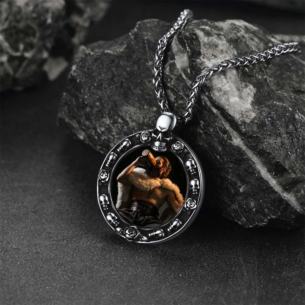 Customized Engraved Photo Necklace with Skull for Men Women sold by FaithHeart product image thumbnail 3