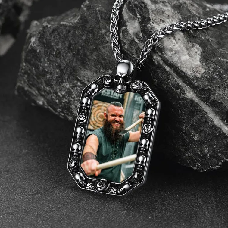 Customized Picture Dog Tag Necklace with Skull Memorial Gift sold by FaithHeart product image thumbnail 4