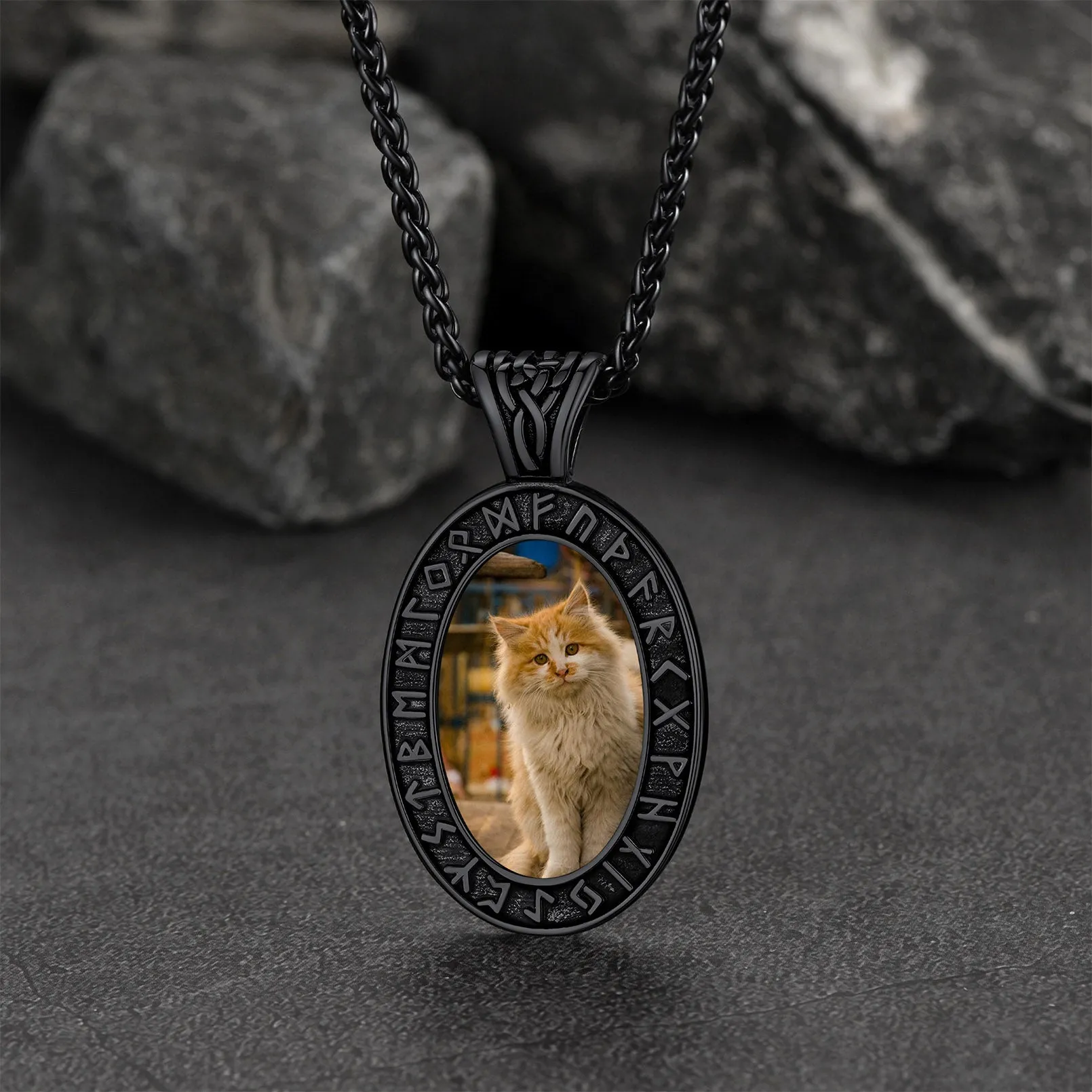 Customized Engraved Picture Necklace with Viking Runes for Men Women sold by FaithHeart product image thumbnail 5