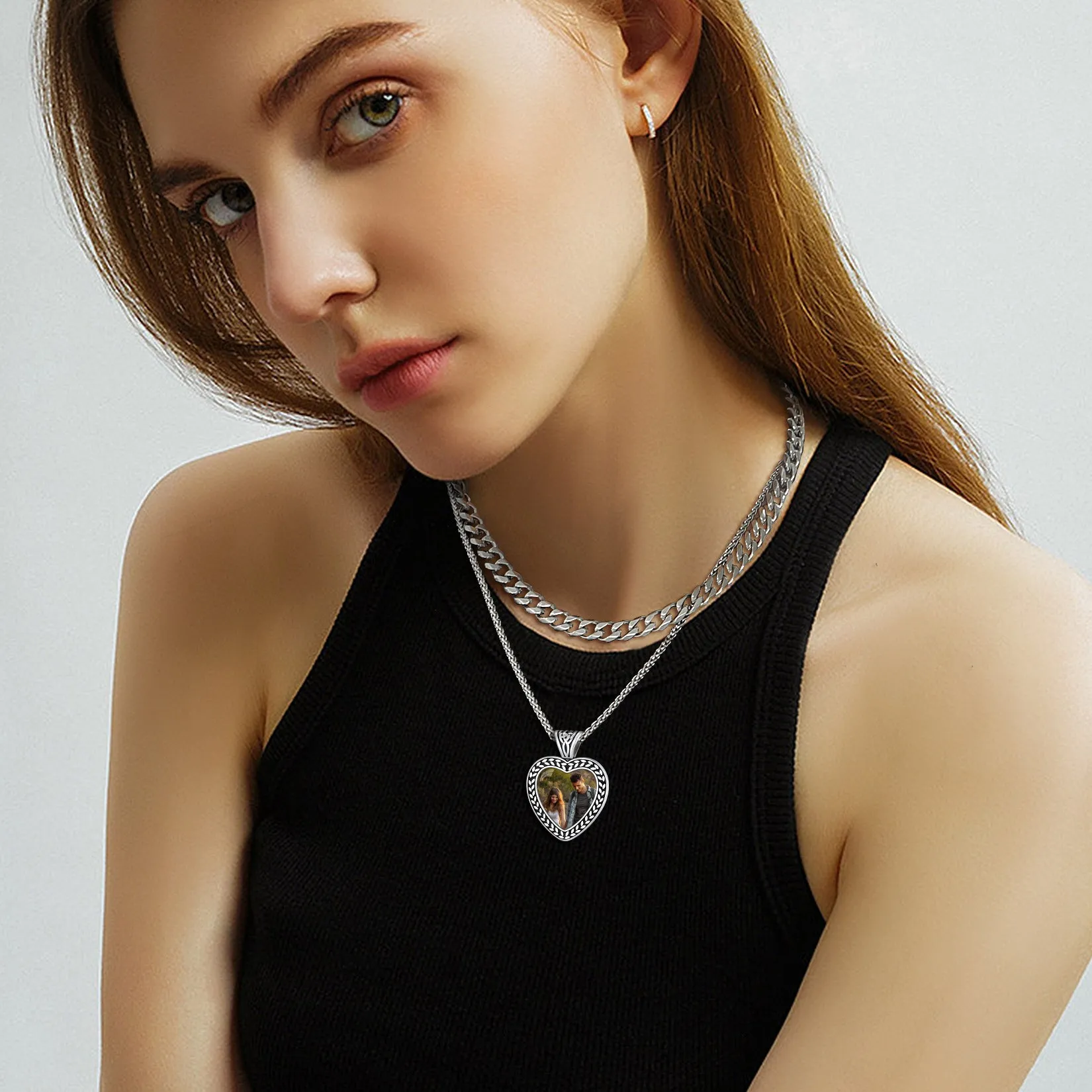 Customized Heart Photo Pendant Memorial Necklace for Women Men sold by FaithHeart product image thumbnail 3