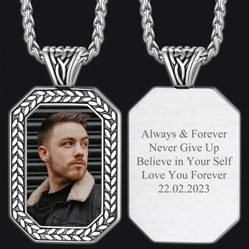 Customized Picture Dog Tag Necklace Photo Pendant for Men sold by FaithHeart