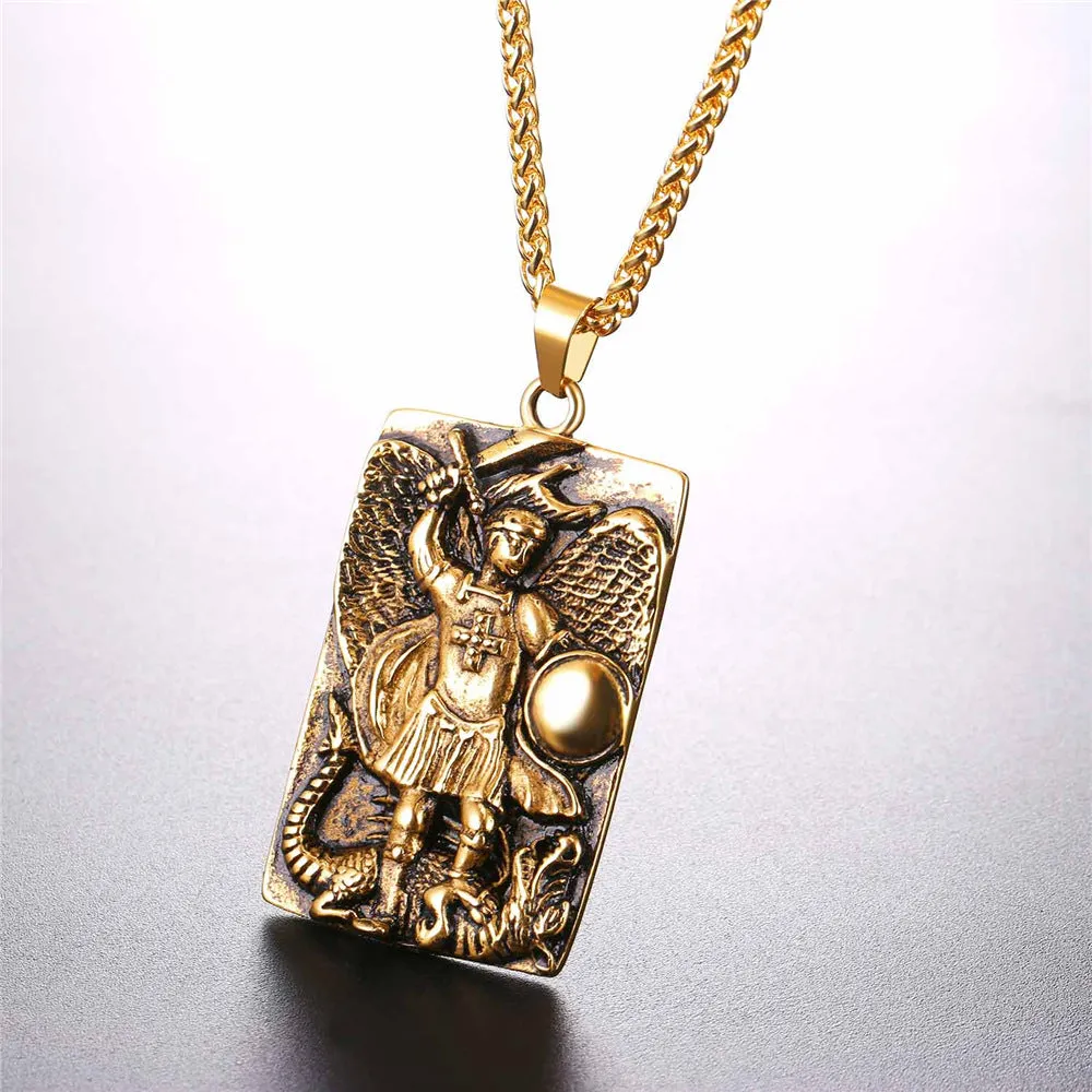 Engraved St. Michael The Archangel Dog Tag Necklace sold by FaithHeart product image thumbnail 4