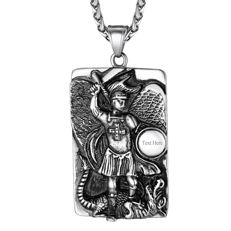 Engraved St. Michael The Archangel Dog Tag Necklace sold by FaithHeart
