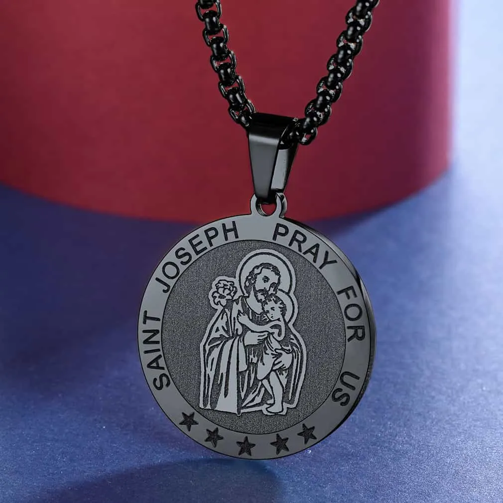 Flash Sale Engraved Catholic Saint Joseph Pendant Necklace sold by FaithHeart product image thumbnail 5