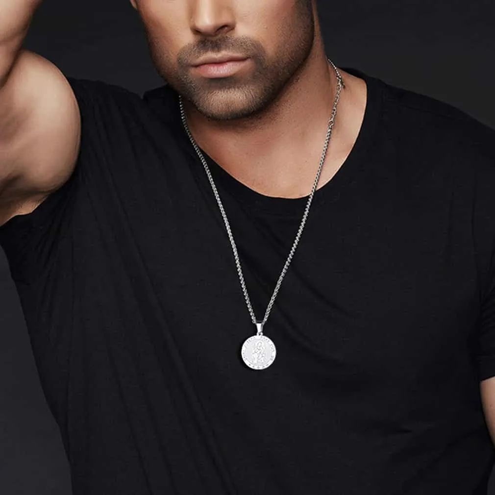 Flash Sale Engraved Catholic Saint Joseph Pendant Necklace sold by FaithHeart product image thumbnail 2