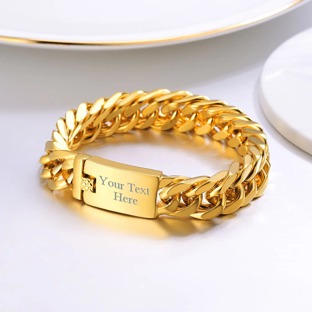 Custom ID Engraved Miami Cuban Link Chain Bracelet For Men sold by FaithHeart product image thumbnail 4