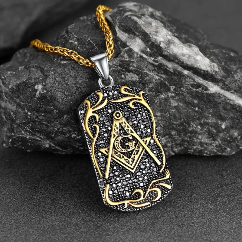 Engraved Freemason Masonic Dog Tag Necklace For Men sold by FaithHeart