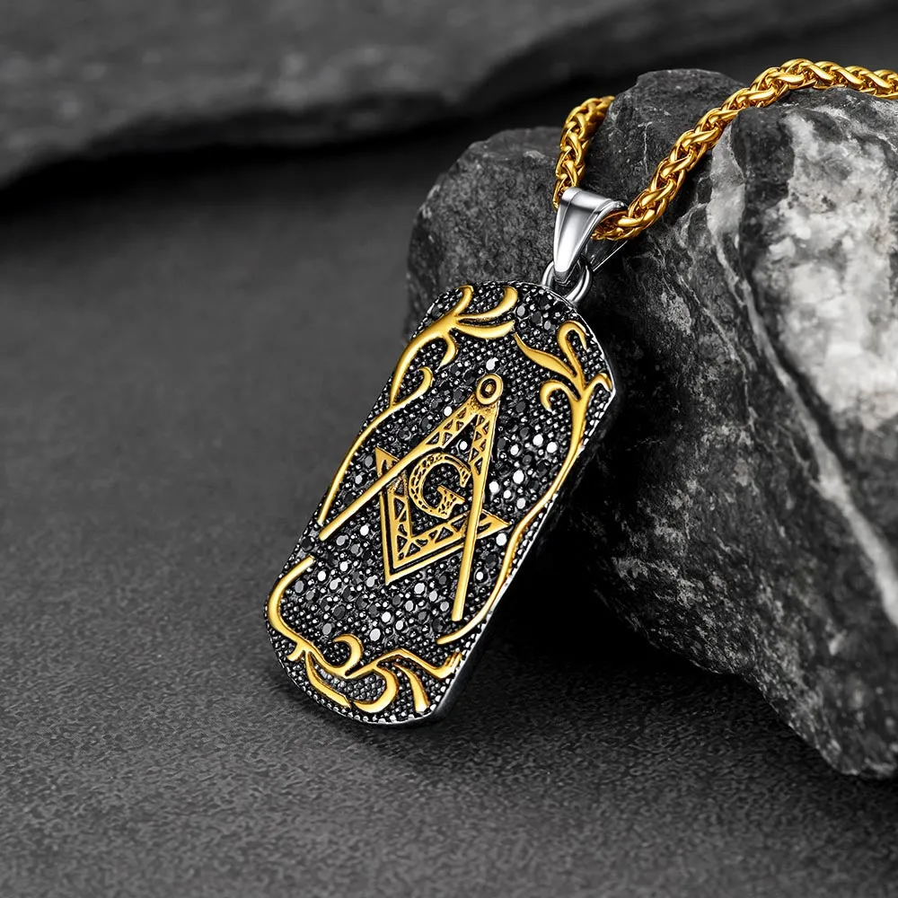 Engraved Freemason Masonic Dog Tag Necklace For Men sold by FaithHeart product image thumbnail 2