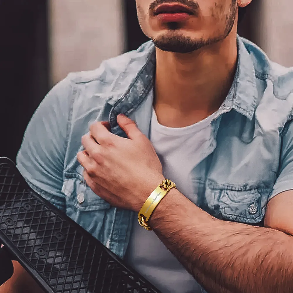 Customized Engraved ID Bar Cuban Chain Link Bracelet for Men sold by FaithHeart product image thumbnail 3