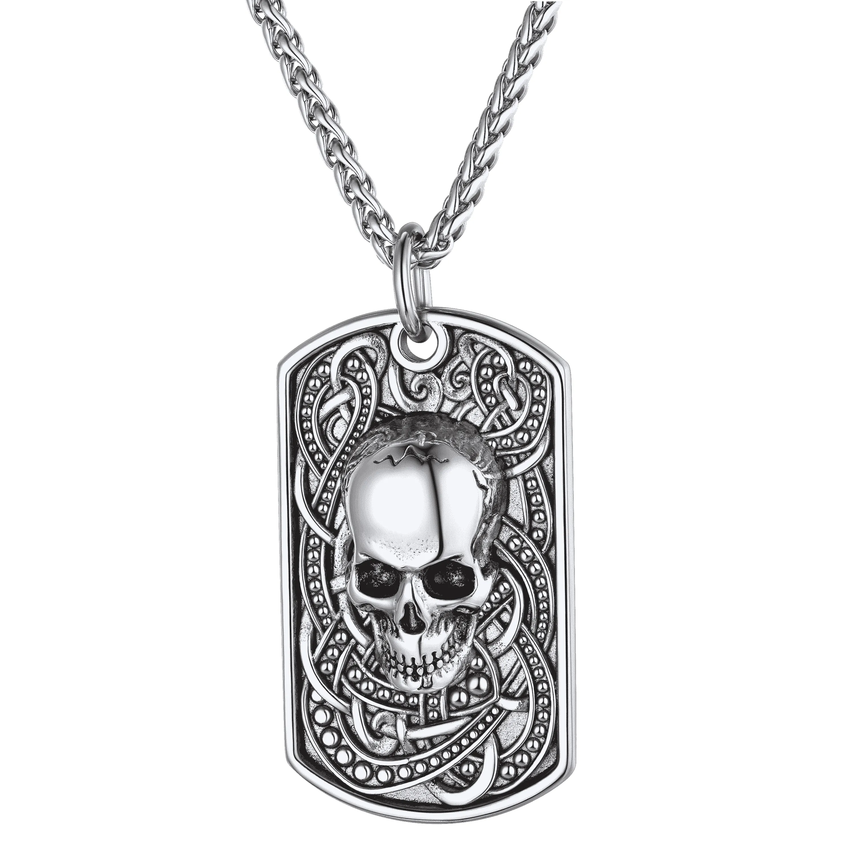 Gothic Skull Dog Tag Pendant Necklace For Men sold by FaithHeart