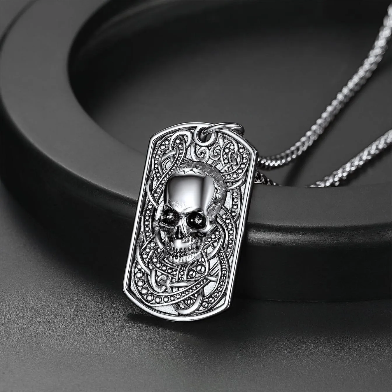 Gothic Skull Dog Tag Pendant Necklace For Men sold by FaithHeart product image thumbnail 5